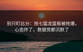 别只盯比分：抢七猛龙篮板被抢爆，心态炸了，数据党都沉默了