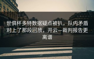 世俱杯多特数据疑点被扒，队内矛盾对上了那段回放，开云—裁判报告更离谱