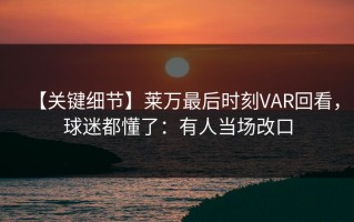 【关键细节】莱万最后时刻VAR回看，球迷都懂了：有人当场改口