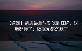 【速递】凯恩最后时刻吃到红牌，球迷都懂了：数据党都沉默了
