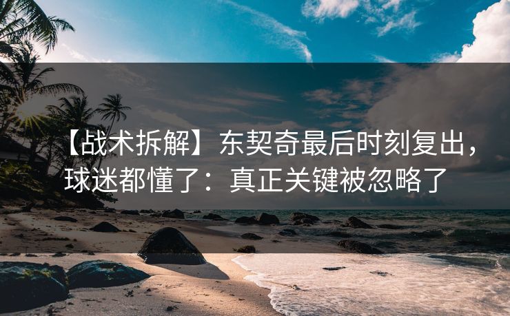 【战术拆解】东契奇最后时刻复出，球迷都懂了：真正关键被忽略了-第1张图片-开云体育平台入口 - 官方直达通道