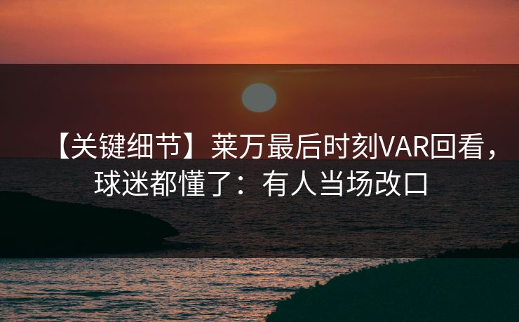【关键细节】莱万最后时刻VAR回看，球迷都懂了：有人当场改口