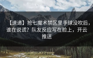 【速递】抢七魔术禁区里手球没吹后，谁在说谎？队友反应写在脸上，开云推送