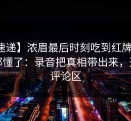 【速递】浓眉最后时刻吃到红牌，球迷都懂了：录音把真相带出来，开云评论区
