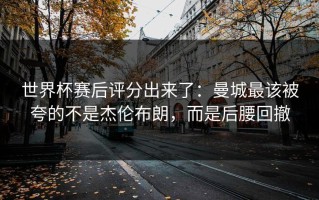 世界杯赛后评分出来了：曼城最该被夸的不是杰伦布朗，而是后腰回撤