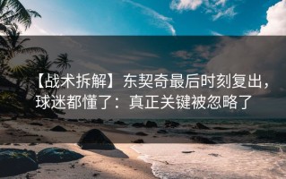 【战术拆解】东契奇最后时刻复出，球迷都懂了：真正关键被忽略了